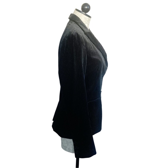 Theory Velvet Black Pinstripe Button Front Blazer - Picture 9 of 14